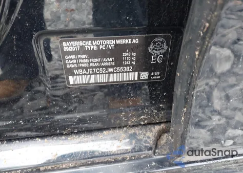 2018 BMW 540I xDrive из США, поврежденный, VIN WBAJE7C52JWC55382